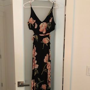 Open Side, Floral Maxi Dress